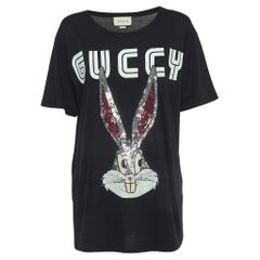 Gucci Black Embellished Bugs Bunny Cotton T-Shirt M