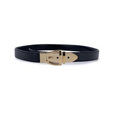 Gucci Black Embossed Horsebit Leather Belt Size 80/32