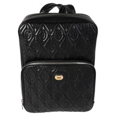 Gucci Black Embossed Leather Interlocking G Backpack