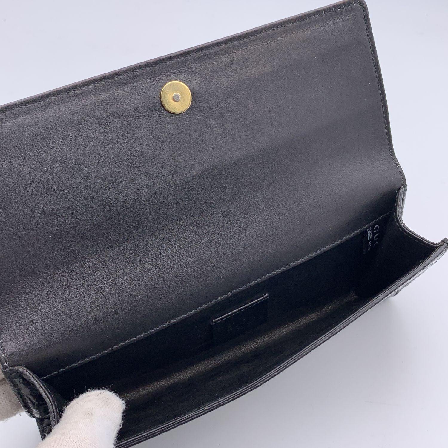 Gucci Black Embossed Leather Romy Clutch Bag Wallet 2