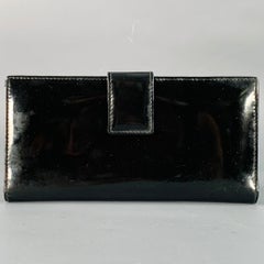 GUCCI Black Embossed Monogram Logo Patent Leather Checkbook Wallet