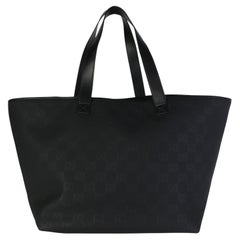 Gucci Black Embossed Rubber Effect Large Edge Tote Bag