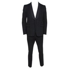 Gucci Black Embroidered Cotton Jacquard Tailored Tuxedo Suit L