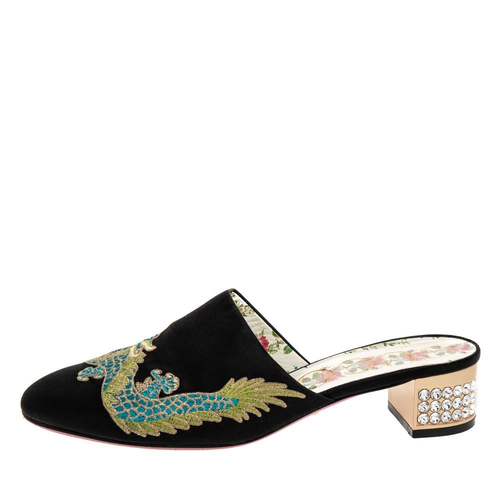 gucci embroidered mules