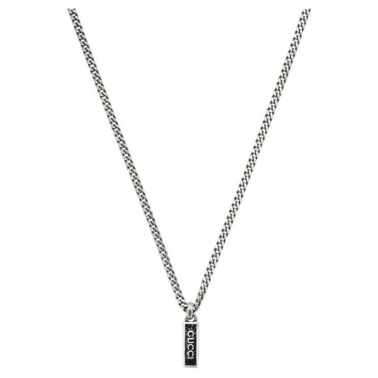 Gucci Black Enamel in Sterling Silver Ladies Necklace YBB678714003 For Sale 1stDibs
