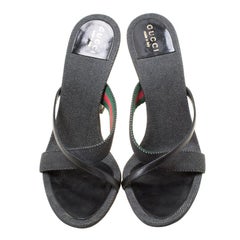Gucci Black Fabric And Leather Cross Strap Sandals Size 36