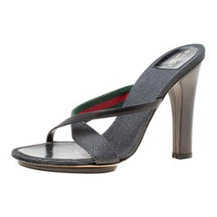 Gucci Black Fabric And Leather Cross Strap Sandals Size 36