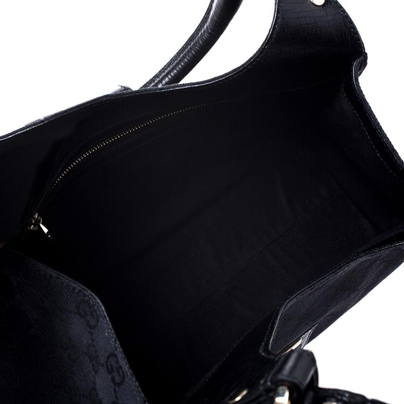 Gucci Black Fabric And Leather GG Supreme Web Hobo 1