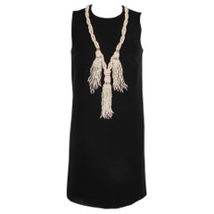 Gucci Black Fabric Dress Sewn with Costume Pearls