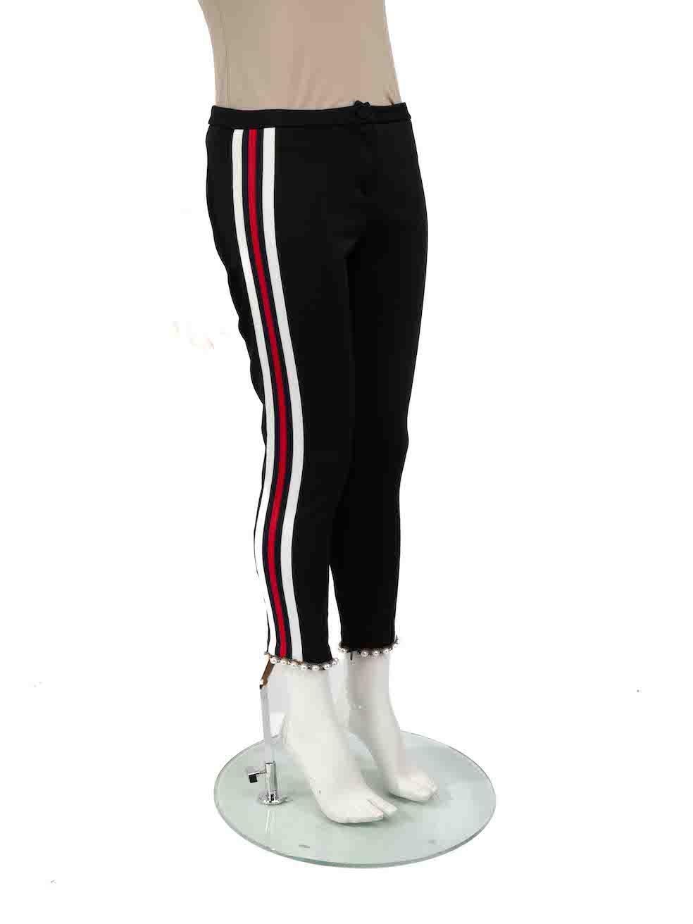 CONDITION is Very good. Hardly any visible wear to trousers is evident. However, due to poor storage, some of the thread on the brand label has come off on this used Gucci designer resale item.
 
 
 
 Details
 
 
 Black
 
 Polyester
 
 Trousers
 
