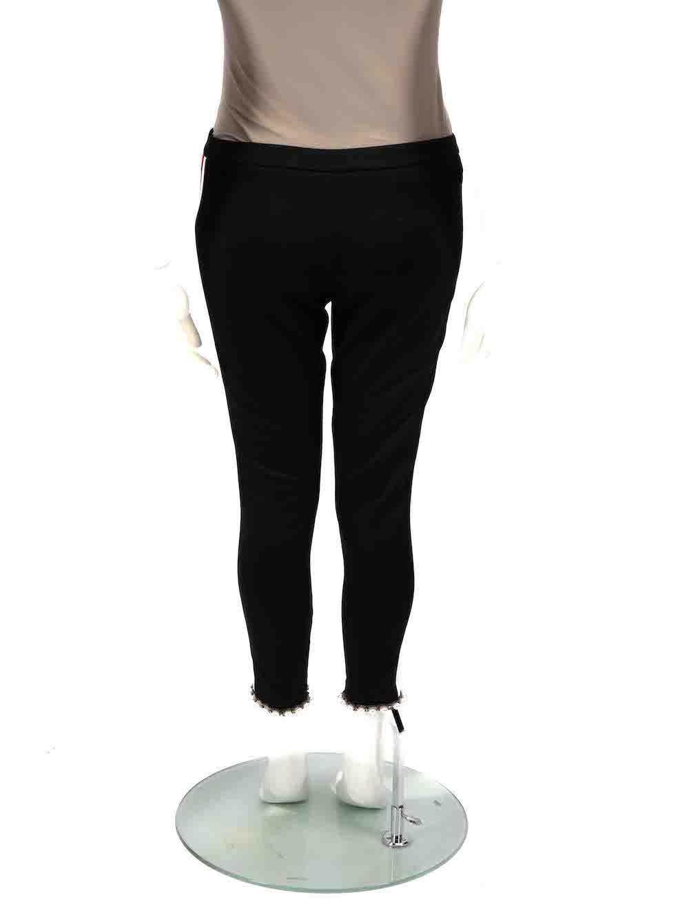 Gucci Black Faux Pearl Trim Web Tape Trousers Size XS In Excellent Condition In London, GB