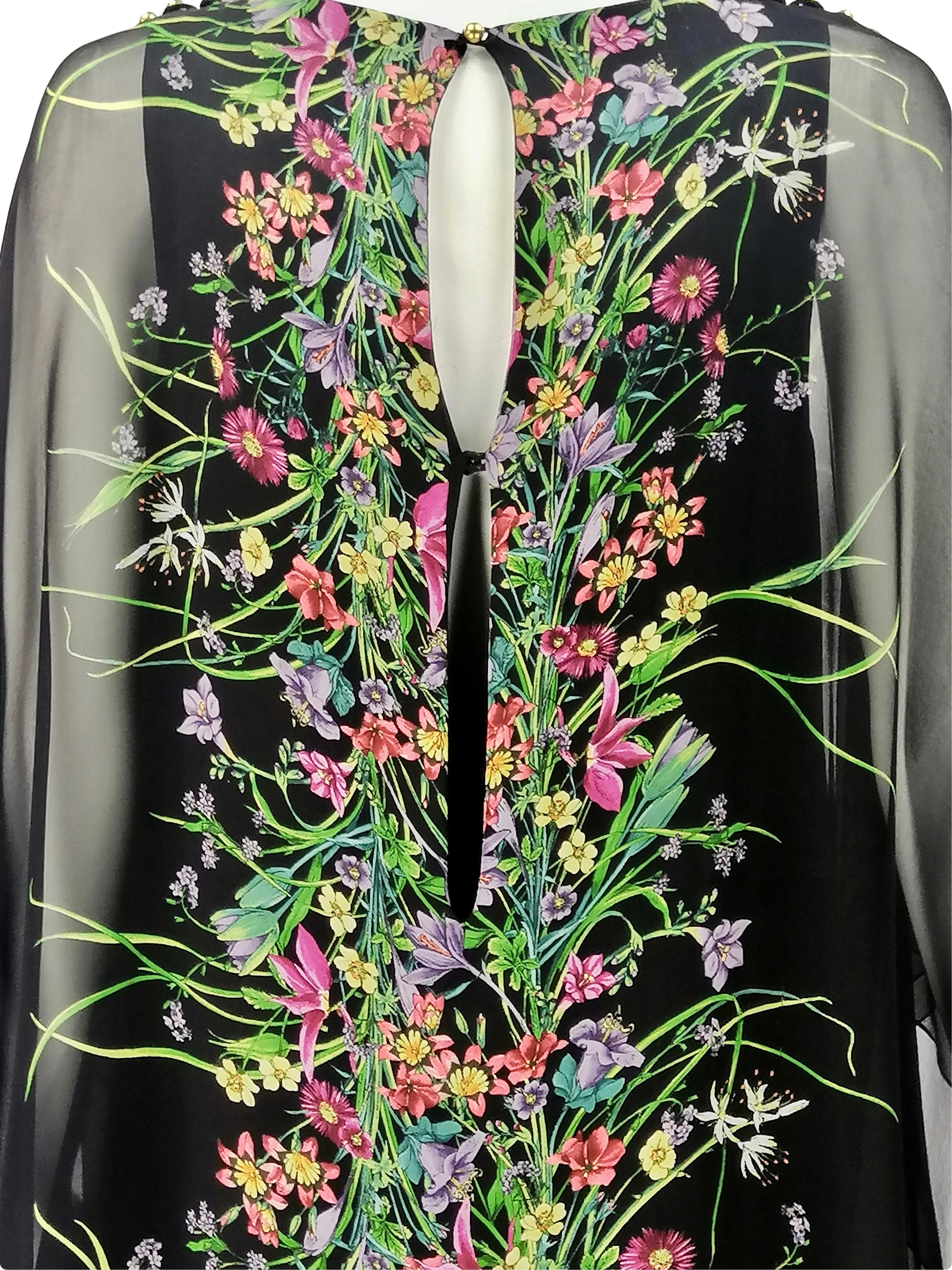 GUCCI black flora dress For Sale 5