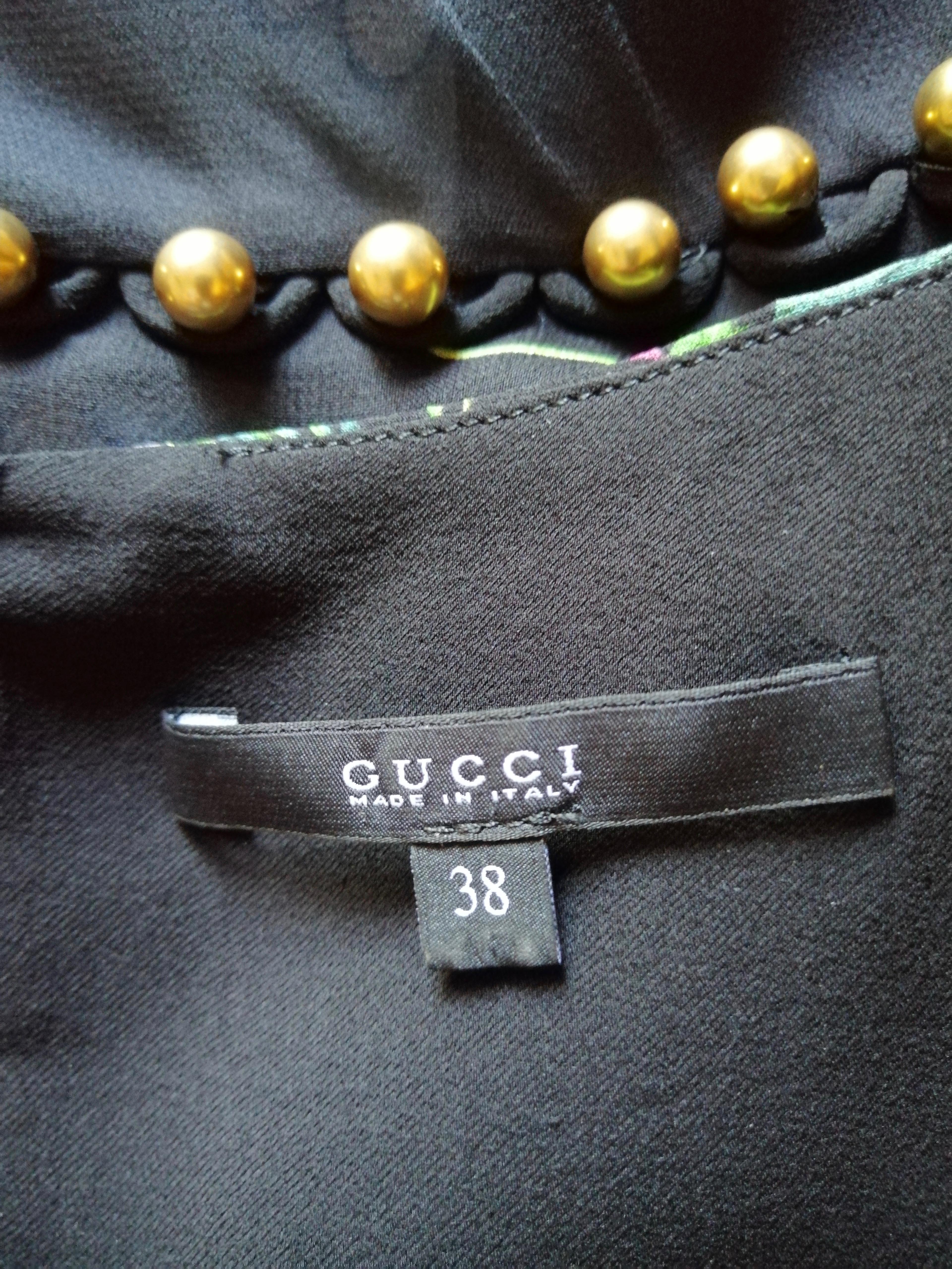 GUCCI black flora dress For Sale 8