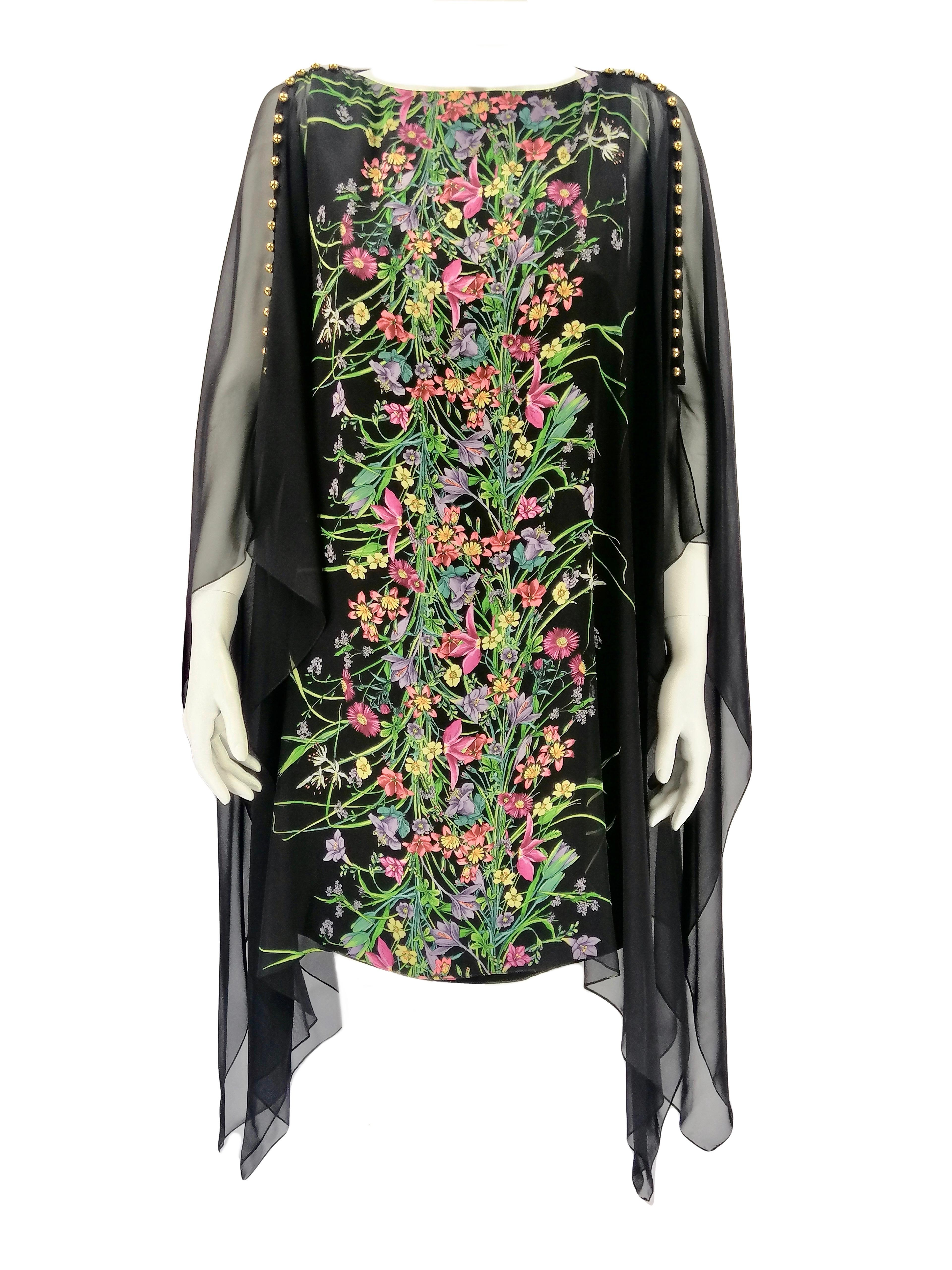 GUCCI black flora dress For Sale 2