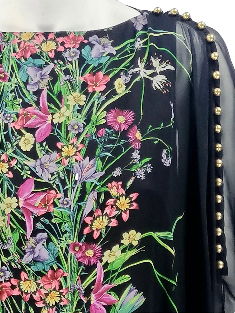 Gucci Resort 2013 Look 3 Silk Dress with Voile Flora Cape For Sale at  1stDibs