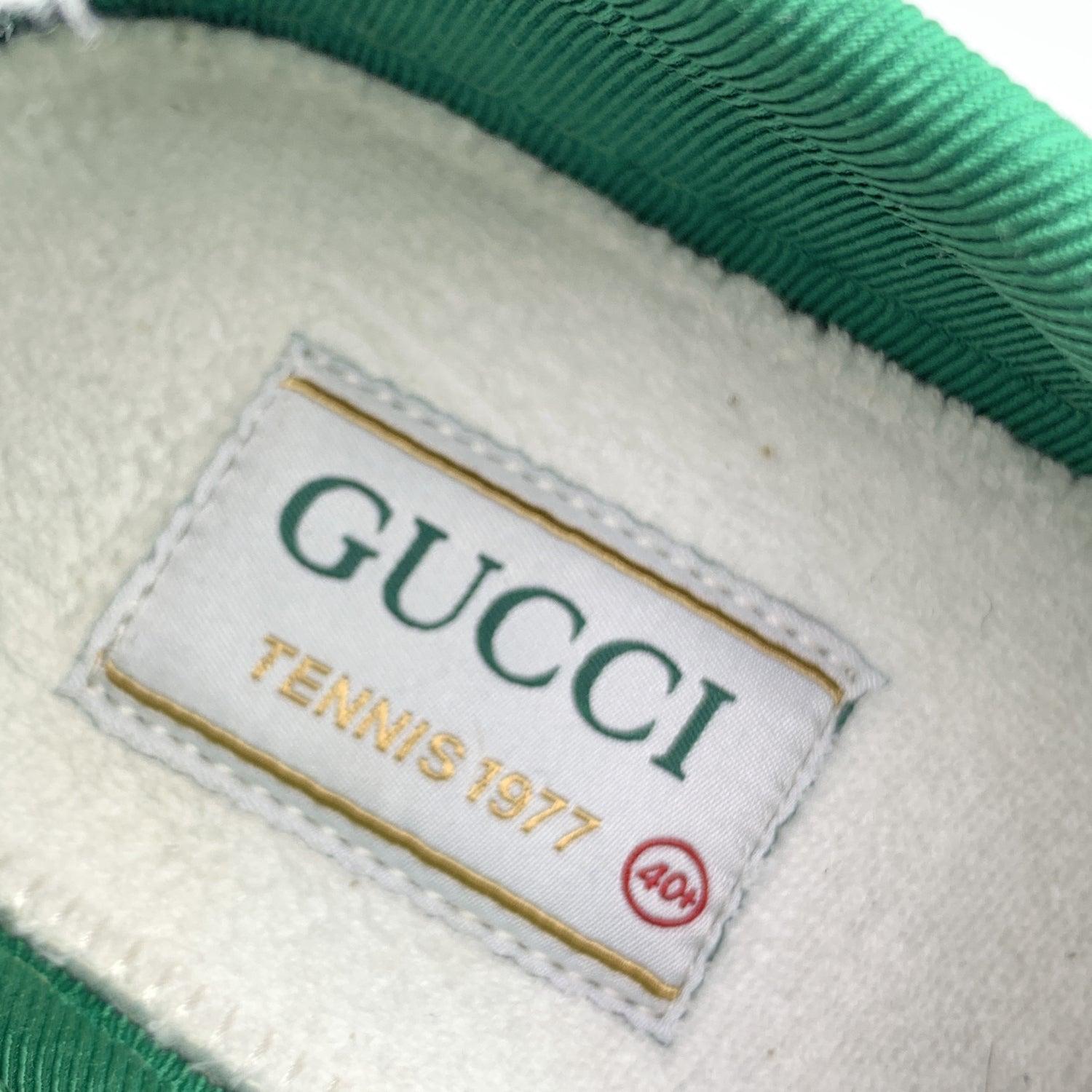 Gucci Black Floral Cotton Tennis 1977 Lace Up Sneakers Shoes Size 40.5 For Sale 2