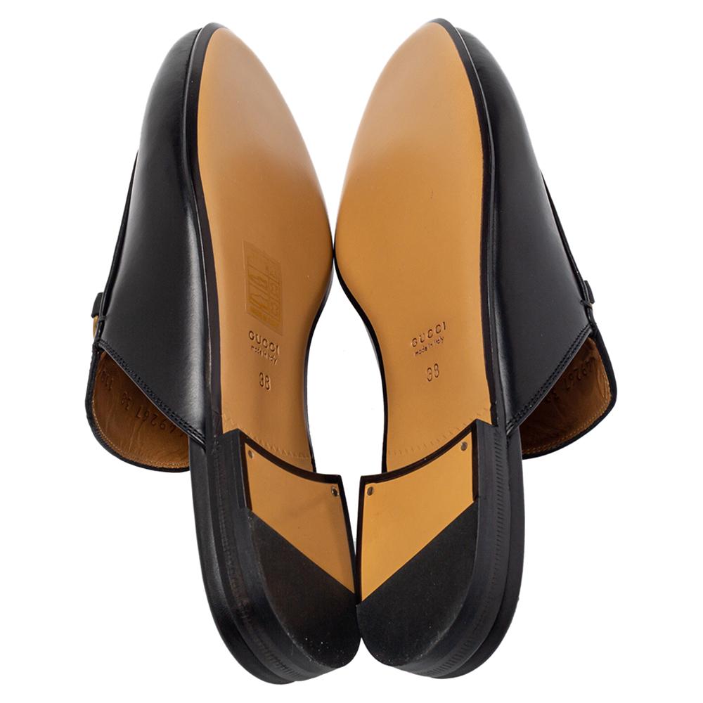 Gucci Black Floral Embroidered Leather Horsebit Princetown Flat Mule Size 38 3