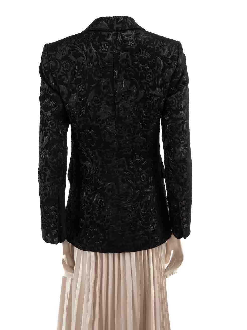 Gucci Black Floral Jacquard Blazer Jacket Size S In Good Condition For Sale In London, GB