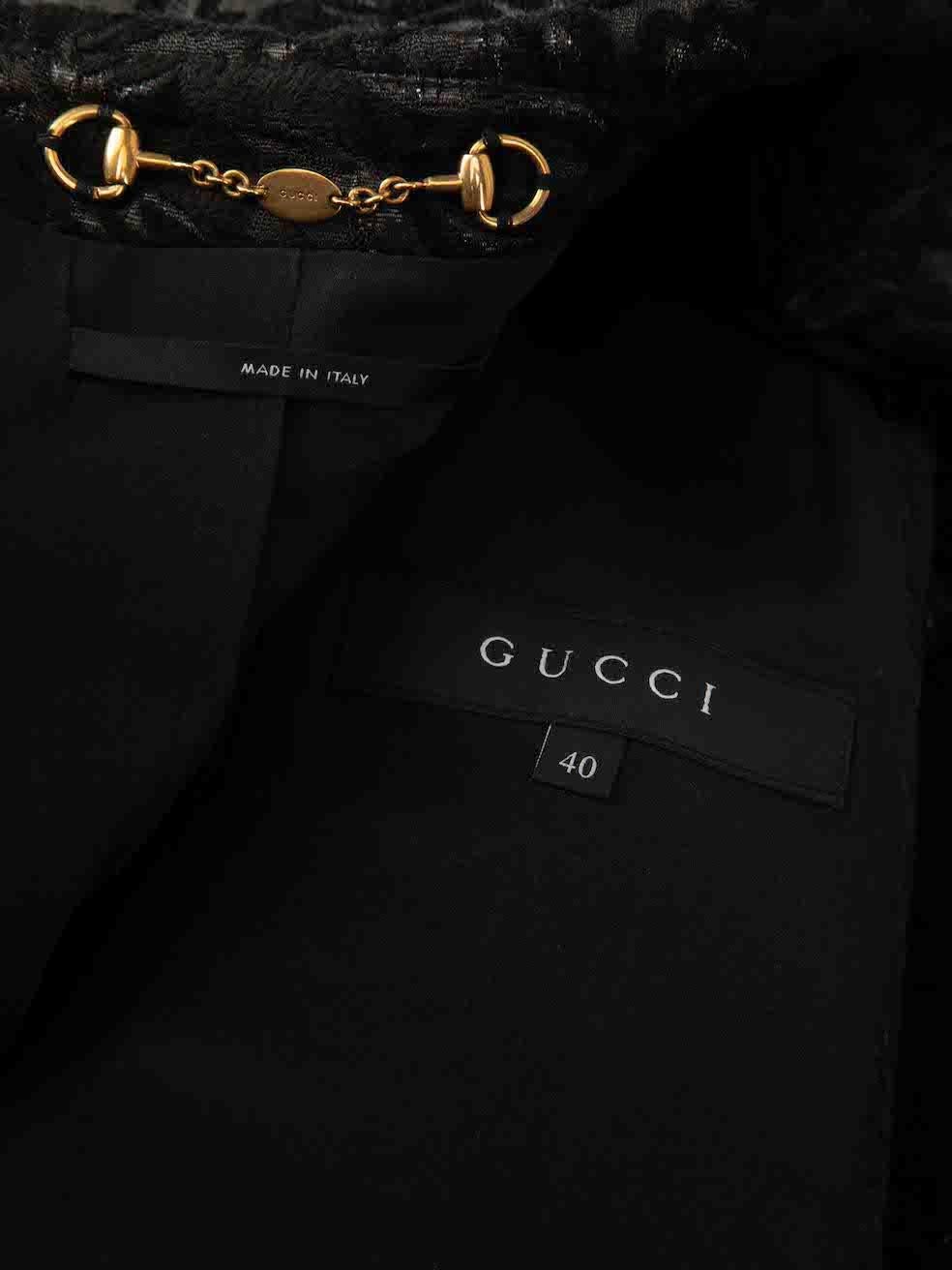 Gucci Black Floral Jacquard Blazer Jacket Size S For Sale 1