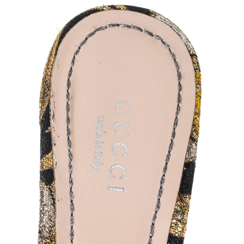 Beige Gucci Black Floral Jacquard Fabric Dionysus Square Toe Slip On Mules Size 37