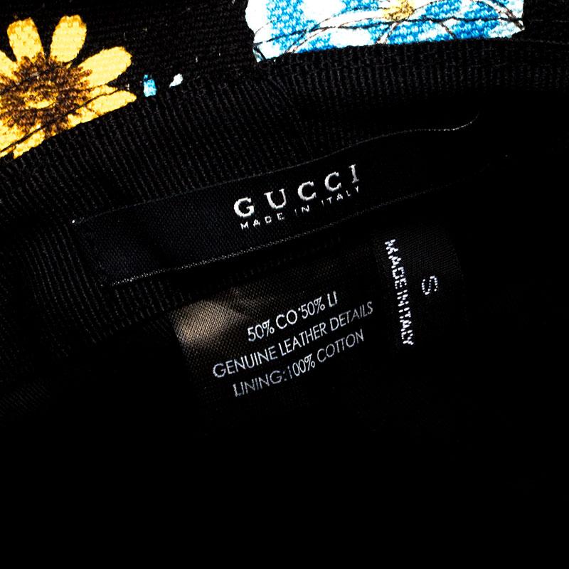 Gucci Black Floral Print Bucket Hat S In Good Condition In Dubai, Al Qouz 2