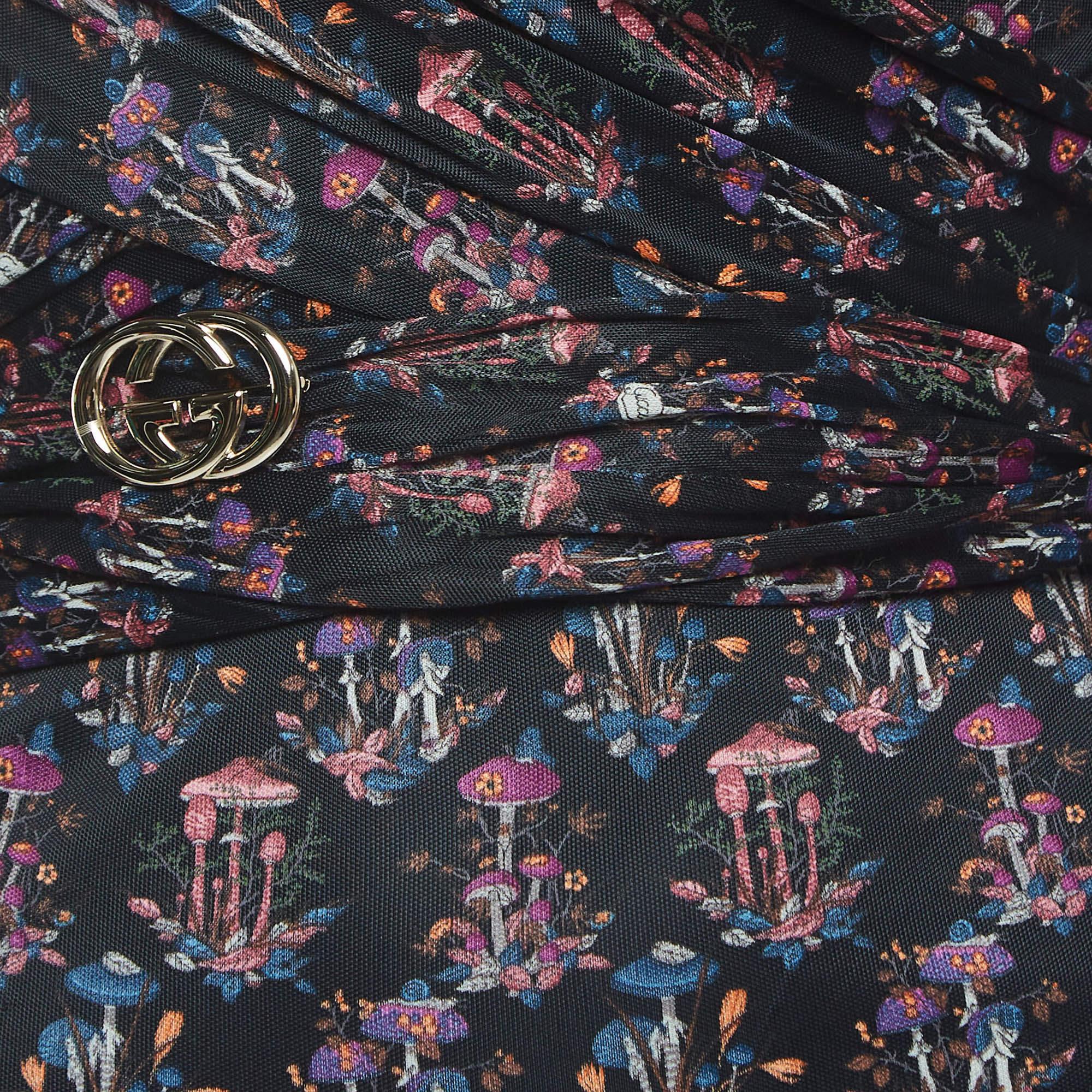 Gucci Black Floral Print Jersey Wrap Dress M 1