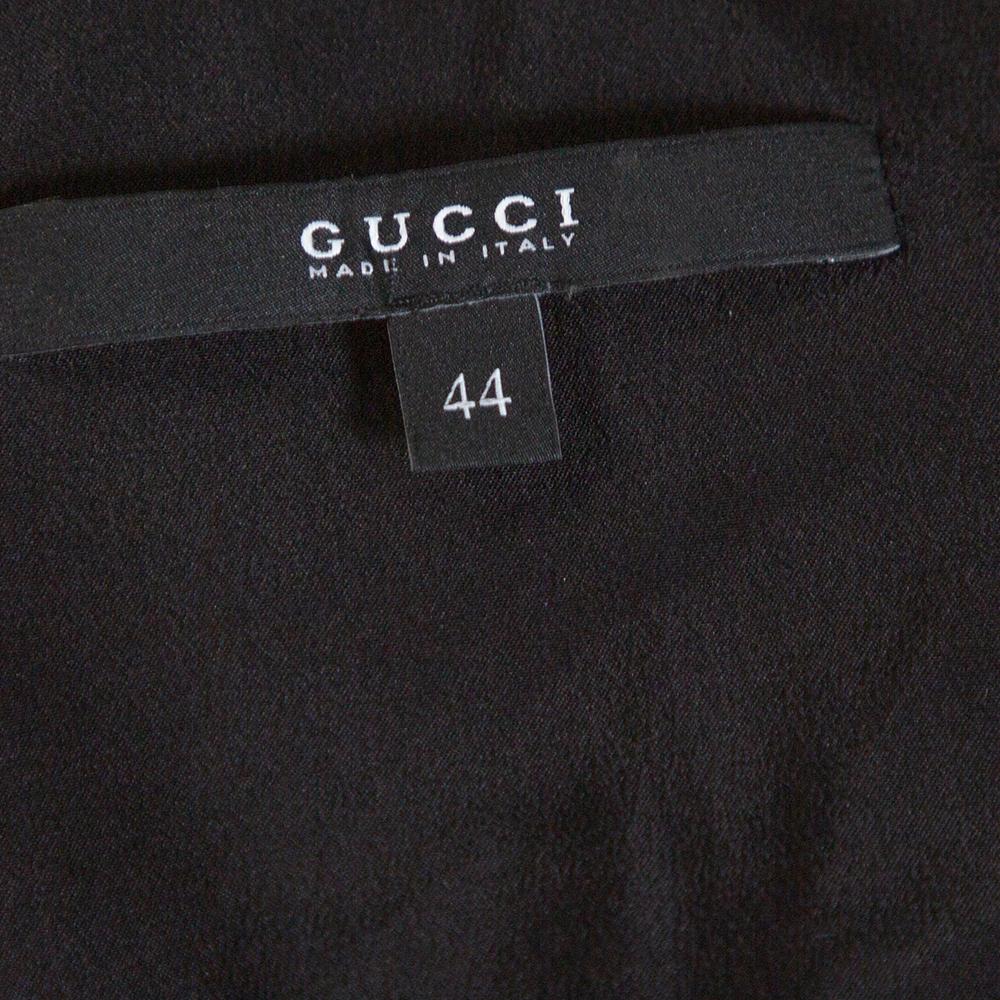 Gucci Black Floral Print Silk Bamboo Chain Detail Mini Dress M 1