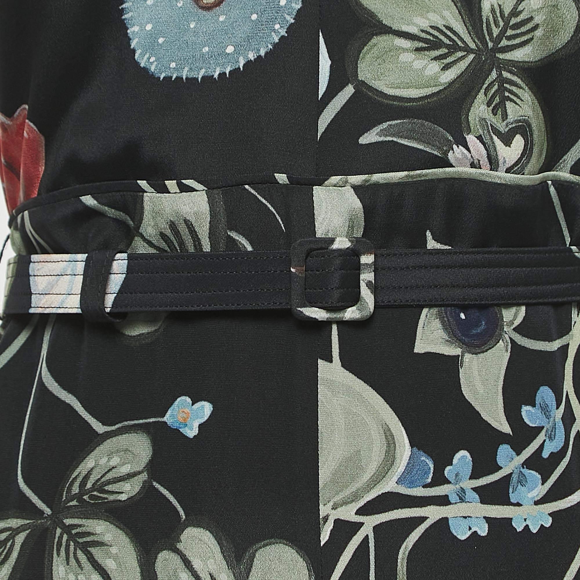 Gucci Black Floral Print Silk Halter Neck Slit Detail Maxi Dress S 1