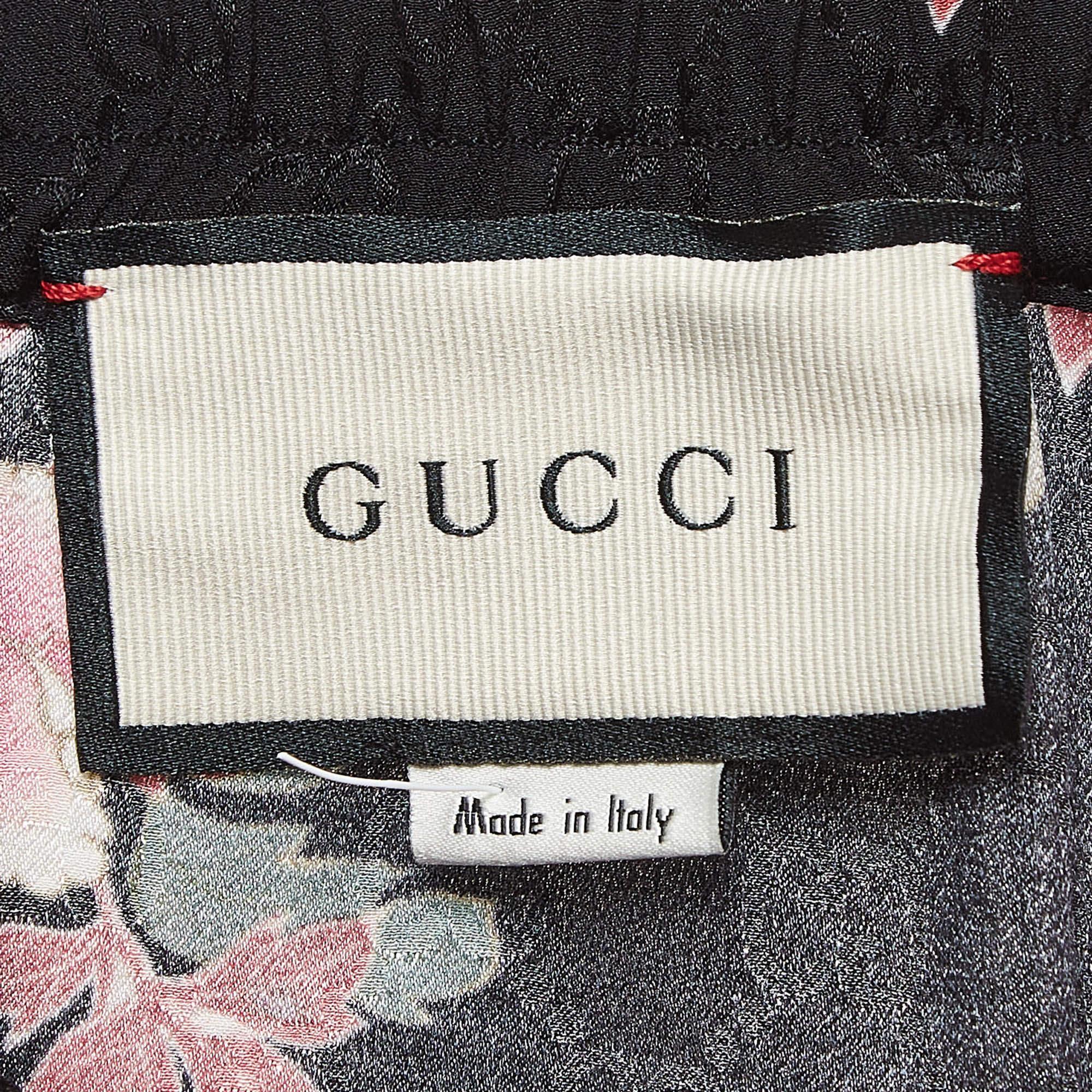 Men's Gucci Black Floral Print Silk Shorts XS