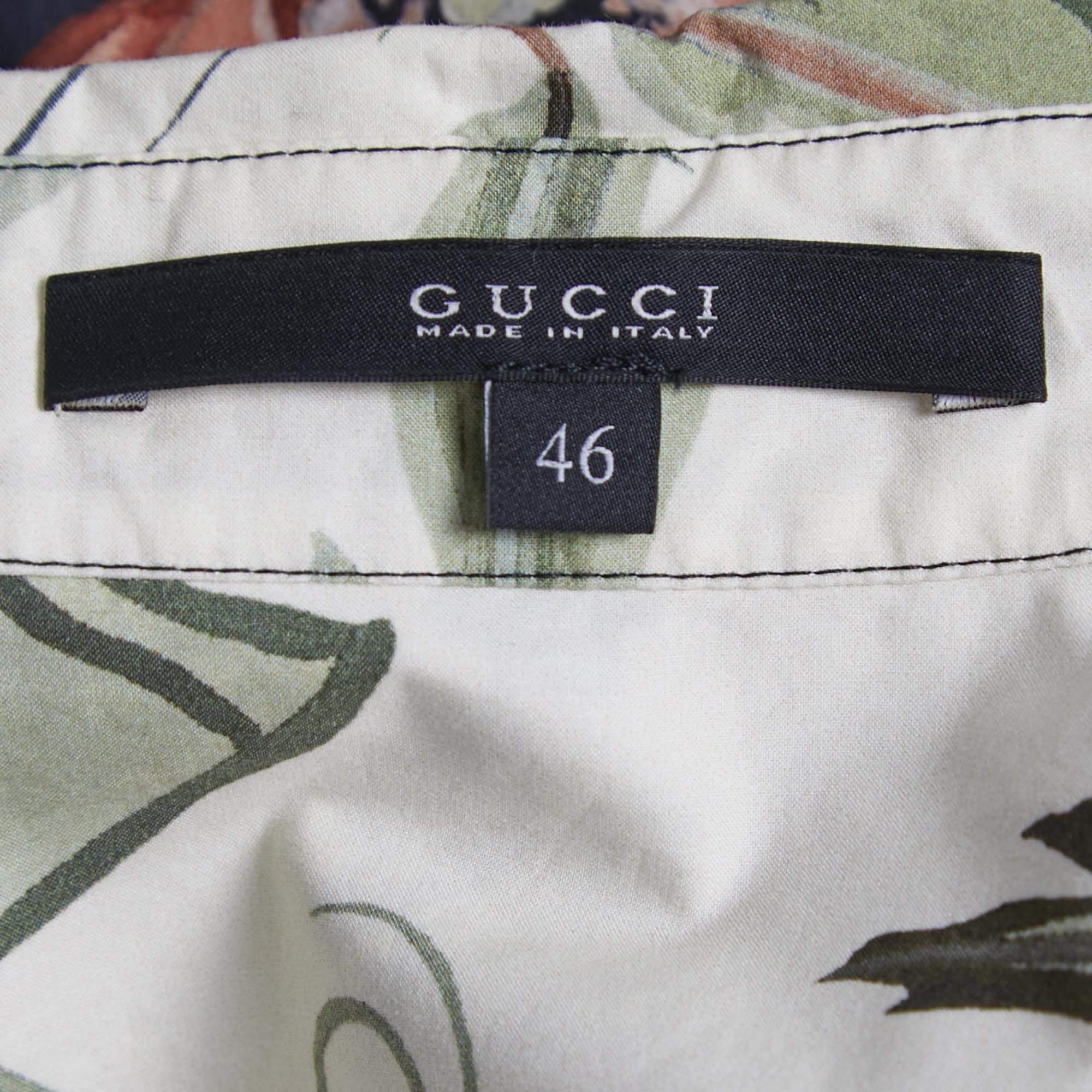 Women's Gucci Black Floral Printed Cotton Shirt L For Sale