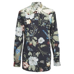 Gucci Schwarzes Hemd aus Baumwolle mit Blumendruck L