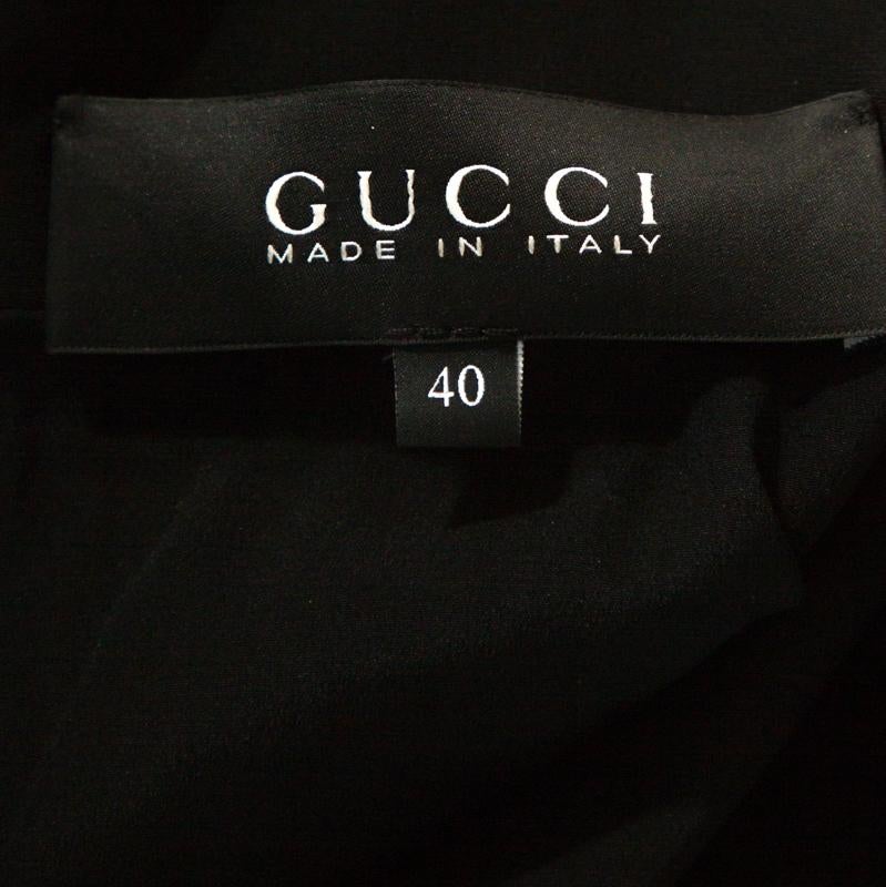 Gucci Black Fluid Silk Crystal Embellished Shift Dress S 1