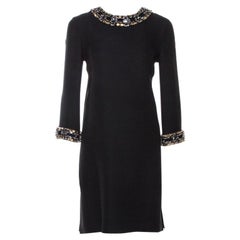 Gucci Black Fluid Silk Crystal Embellished Shift Dress S