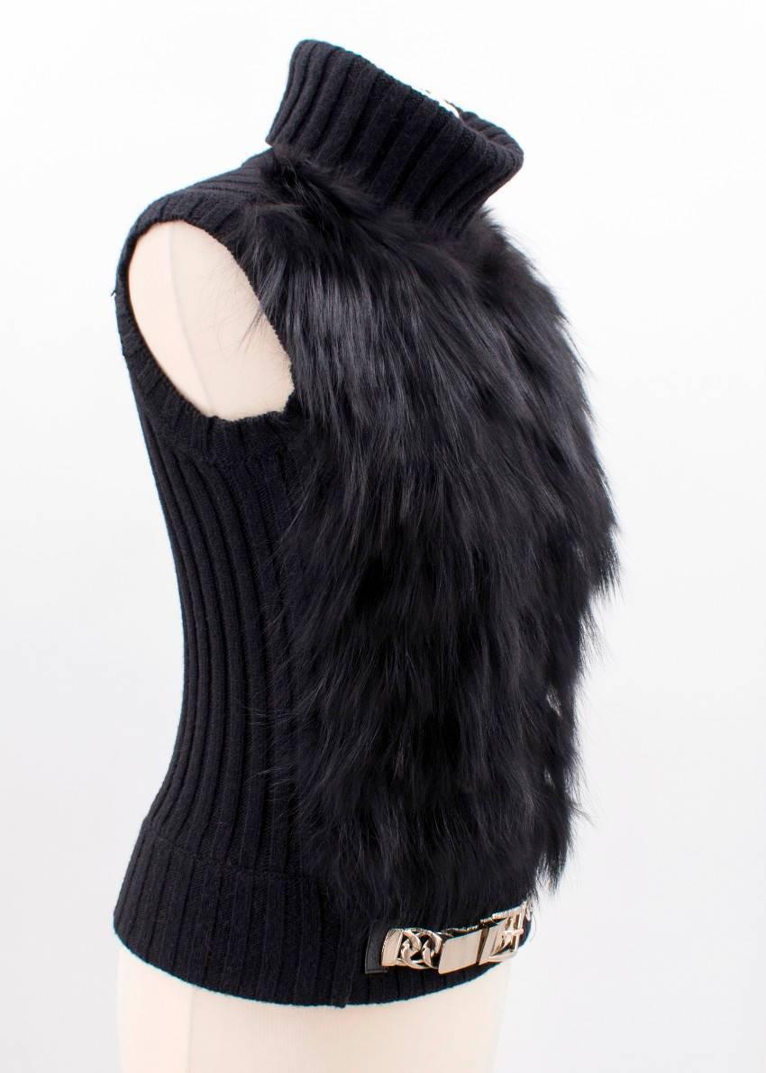 Gucci Black Fur Knitted Vest In New Condition For Sale In London, GB