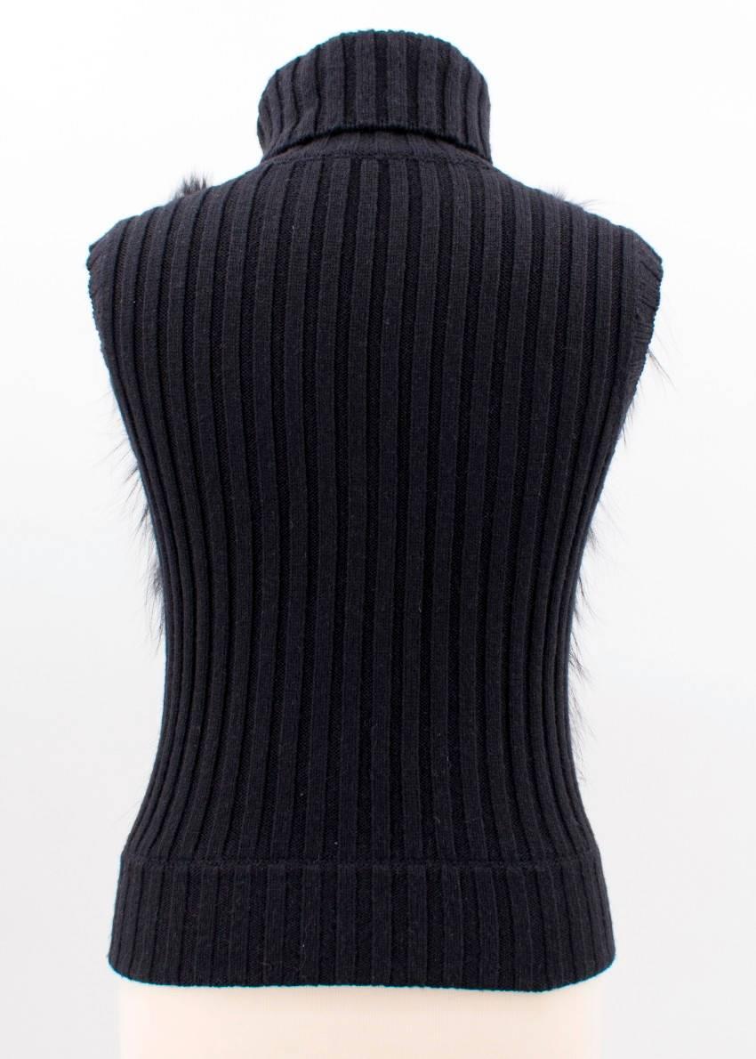 Women's Gucci Black Fur Knitted Vest For Sale