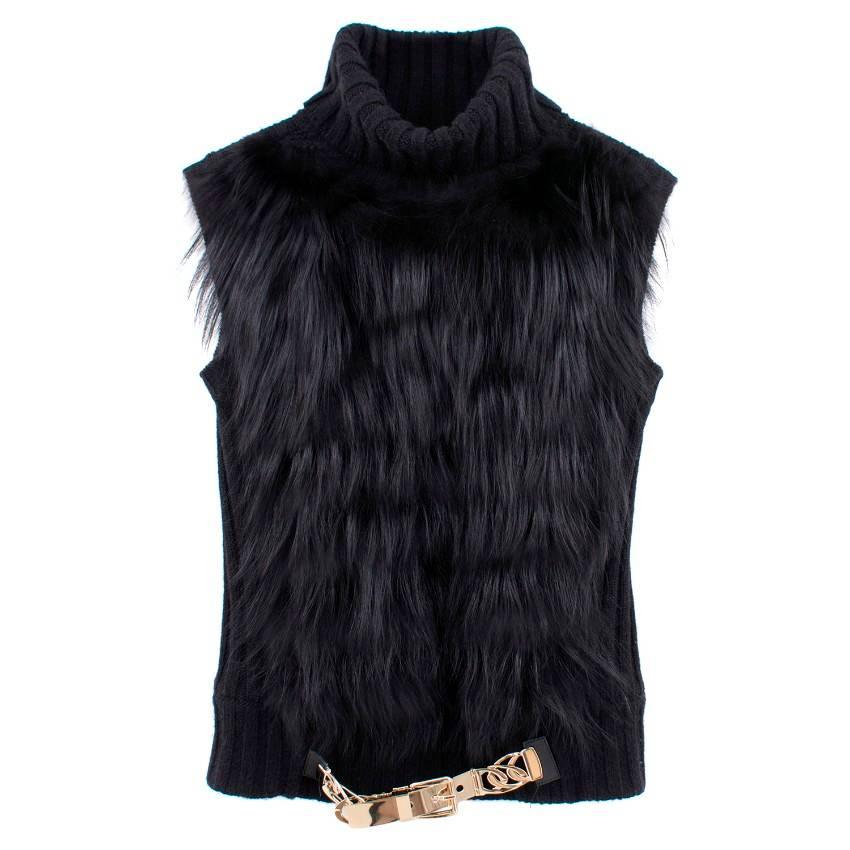 Gucci Black Fur Knitted Vest For Sale 1