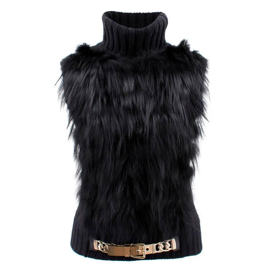 Gucci Black Fur Knitted Vest For Sale