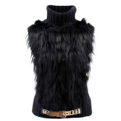 Gucci Black Fur Knitted Vest