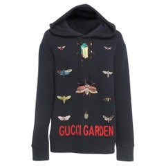 Gucci Black Garden Insects Embroidered Cotton Hoodie XS