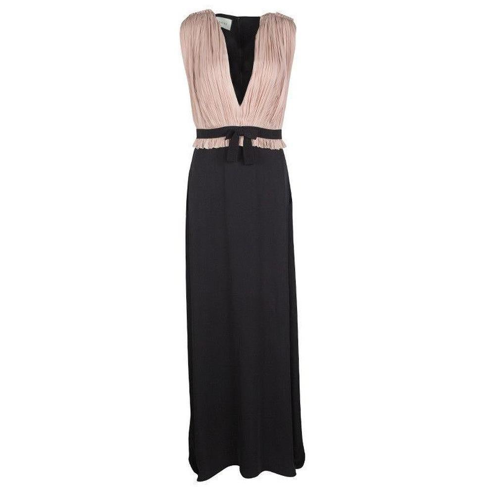 GUCCI Black Georgette Sleeveless Silk Gown IT38 US 0-2 For Sale