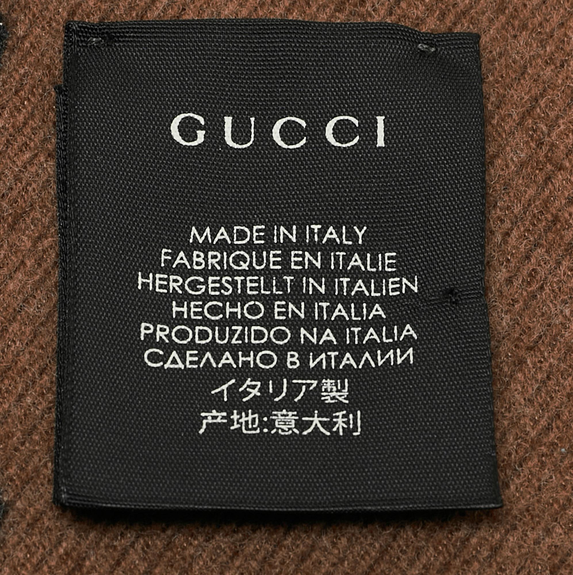 Women's Gucci Black GG Bee Stars Patterned Wool Scarf