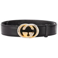 Vintage Gucci Black GG Buckle Belt