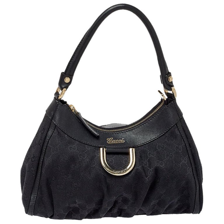 Gucci Black GG Canvas Abbey D-Ring Hobo Bag at 1stDibs