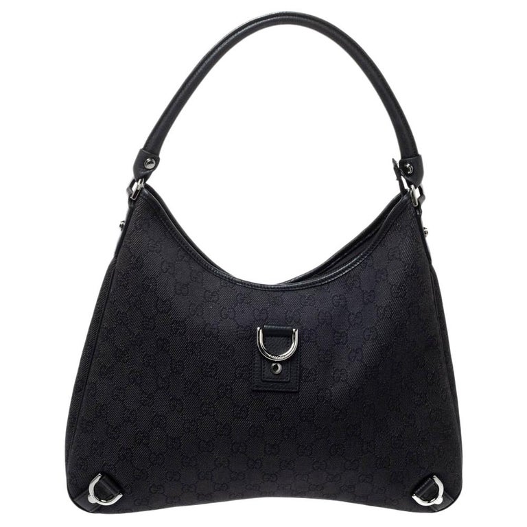 Gucci Black GG Canvas Abbey D-Ring Hobo at 1stDibs