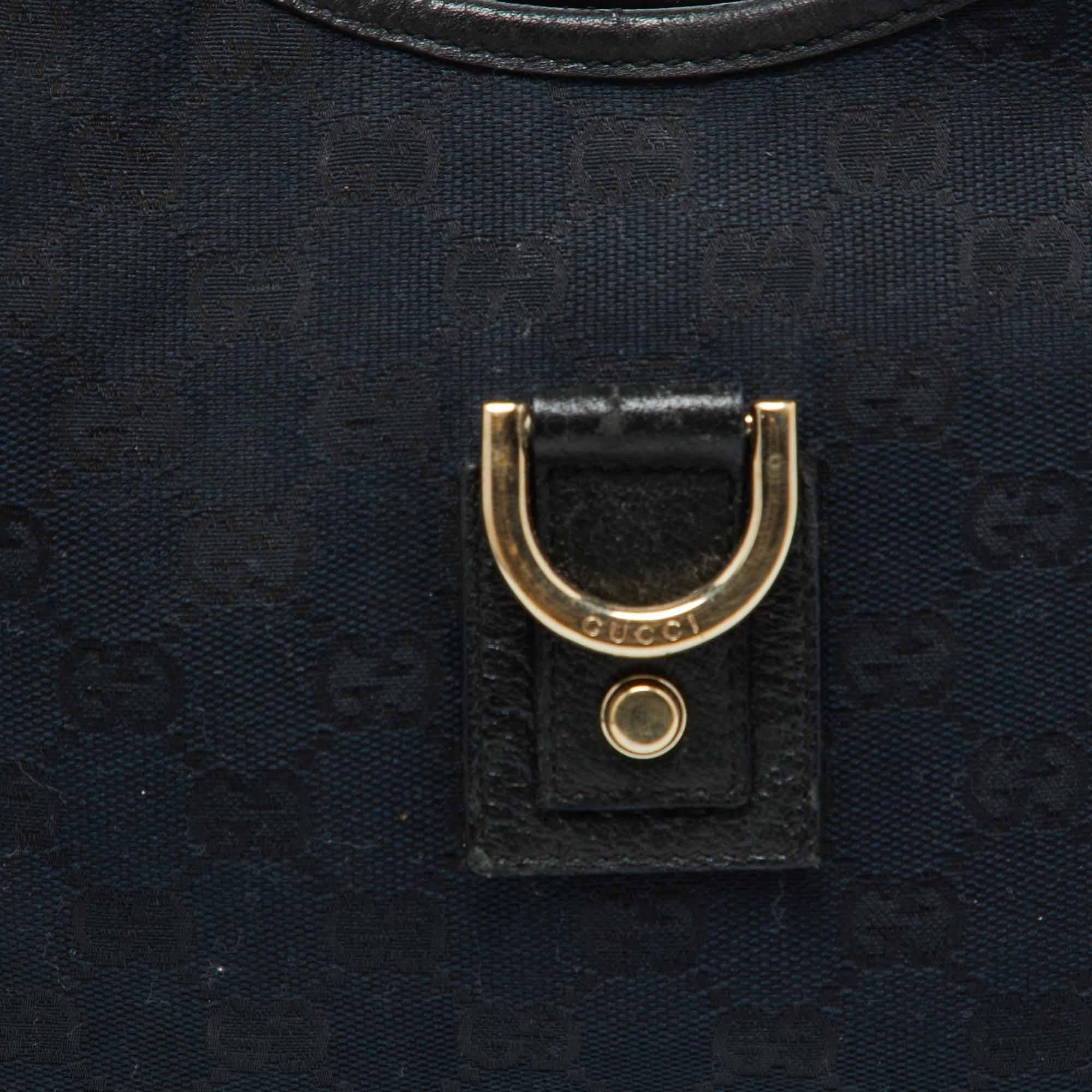 Gucci Black GG Canvas and Leather Abbey D-Ring Hobo 1