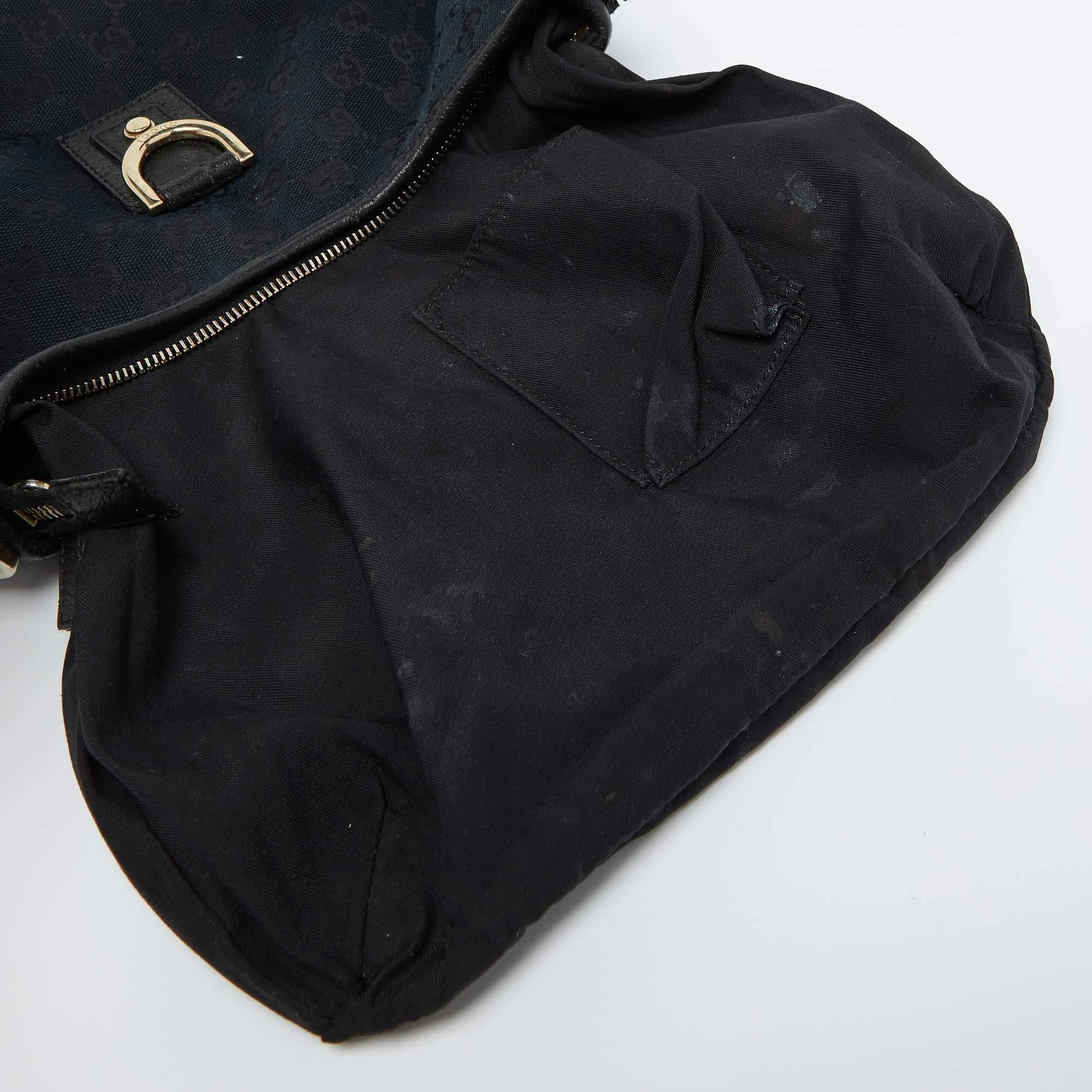 Gucci Black GG Canvas and Leather Abbey D-Ring Hobo 2