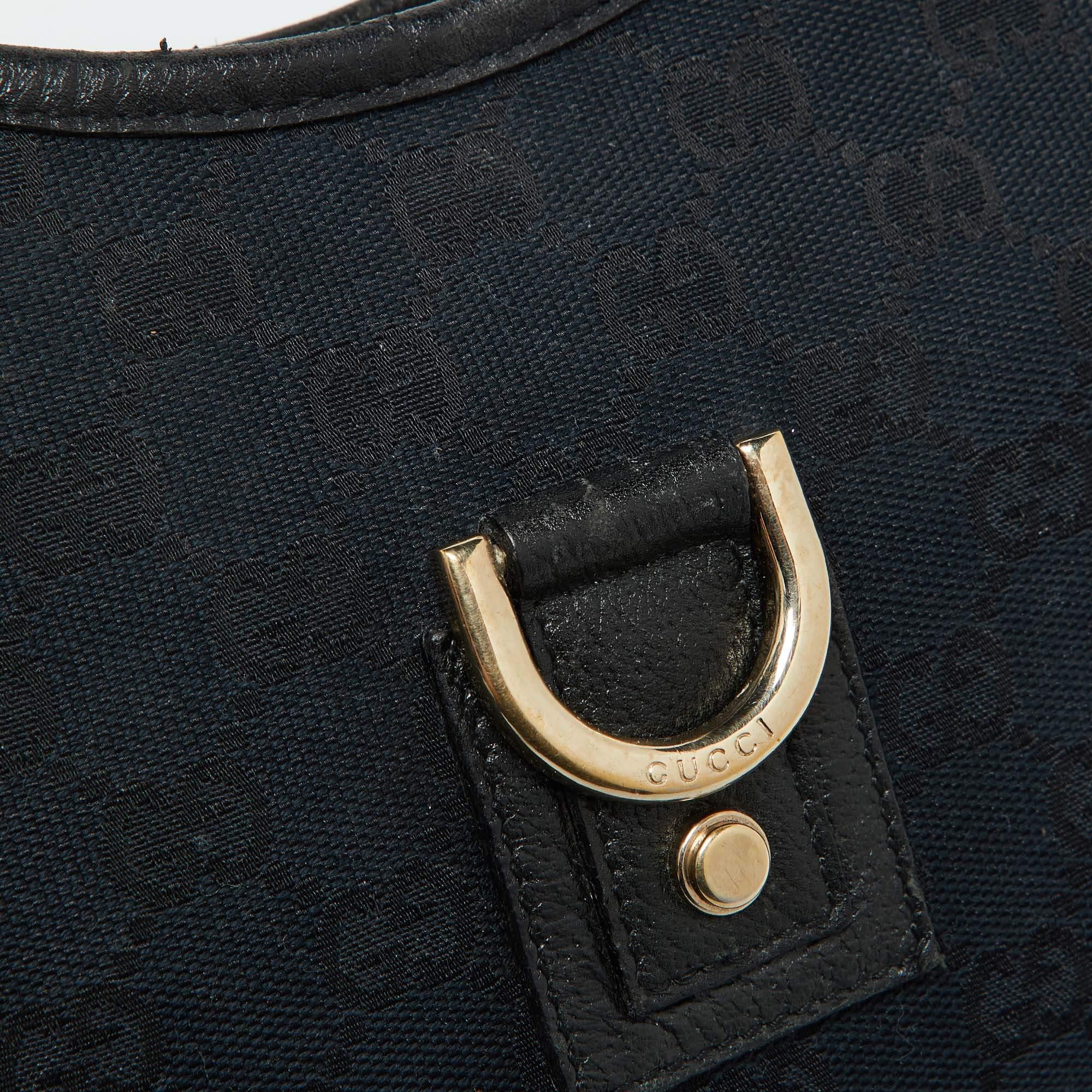 Gucci Black GG Canvas and Leather Abbey D-Ring Hobo 3