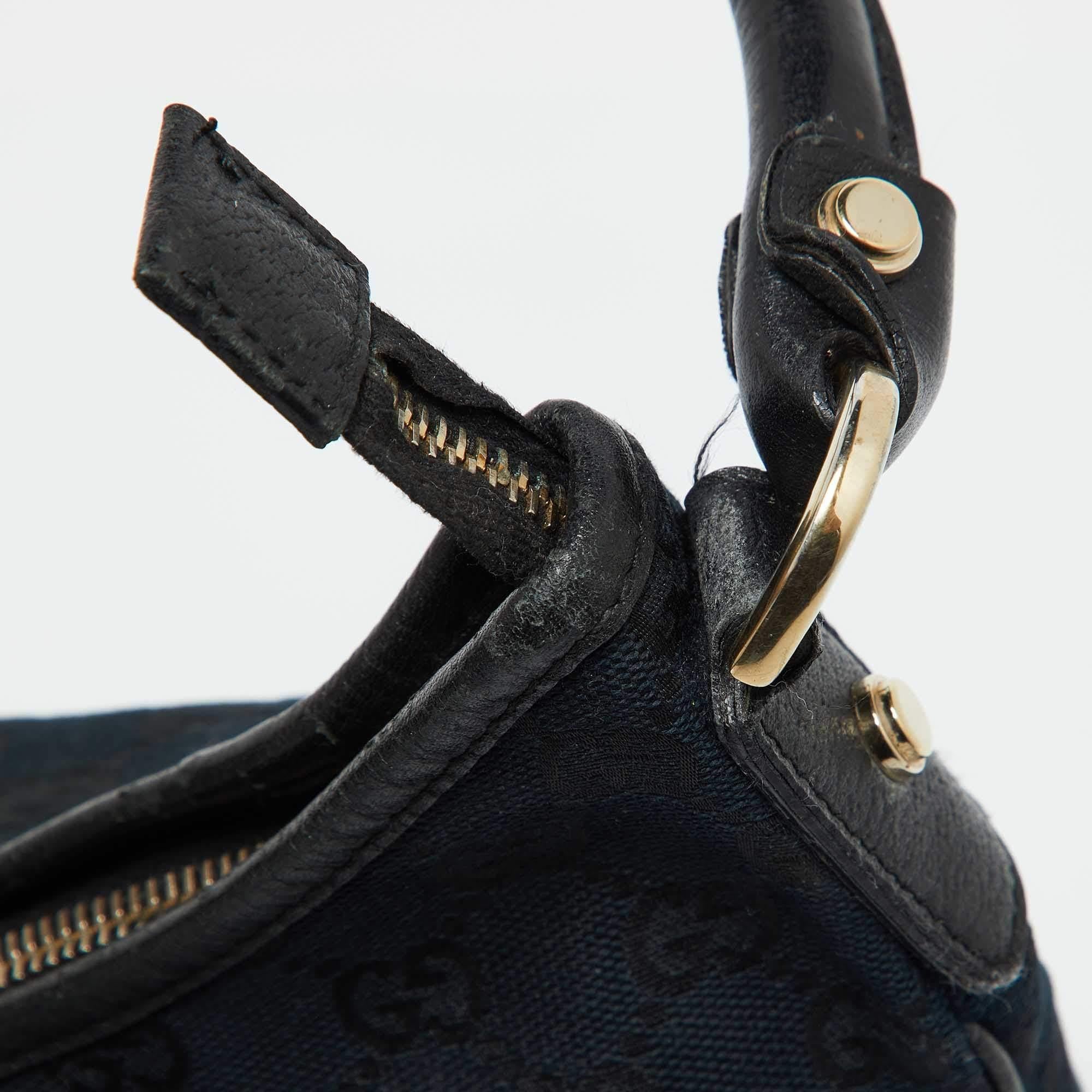 Gucci Black GG Canvas and Leather Abbey D-Ring Hobo 5