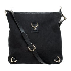 Gucci Black GG Canvas and Leather Abbey Messenger Bag