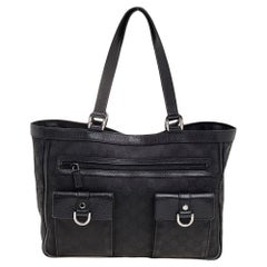 Schwarze GG Canvas- und Leder-Abbey-Tasche von Gucci